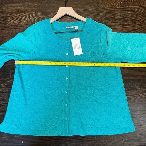 NWT | Womens | LOGO Lori Goldstein Teal Button Down Cardigan | Large - Picture 6 of 6
